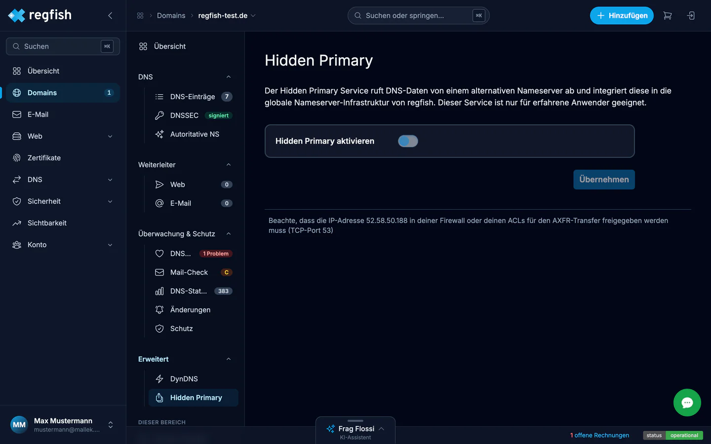 Die Hidden-Primary-Einstellung