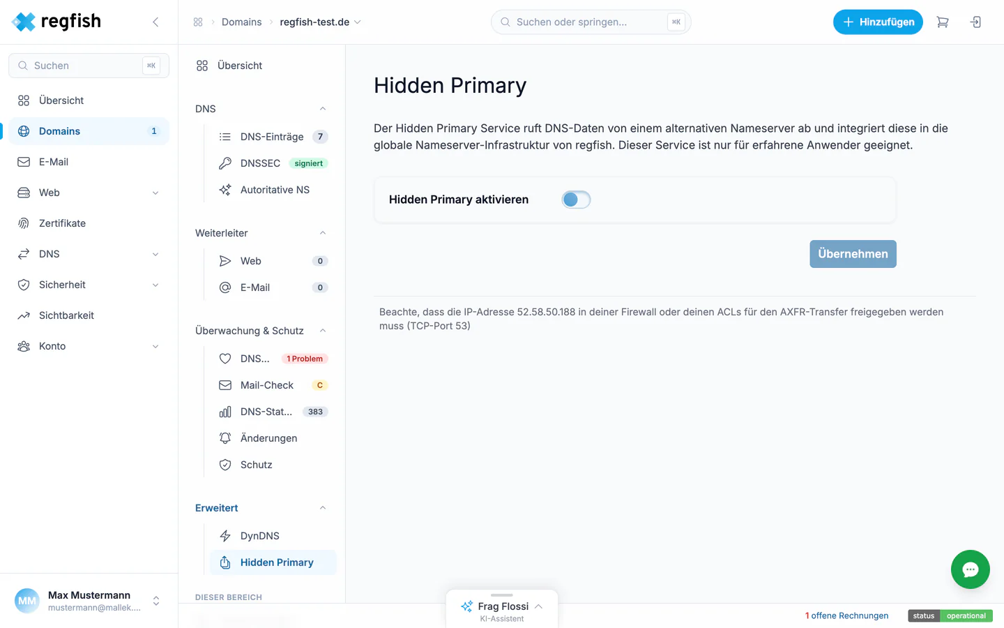 Die Hidden-Primary-Einstellung