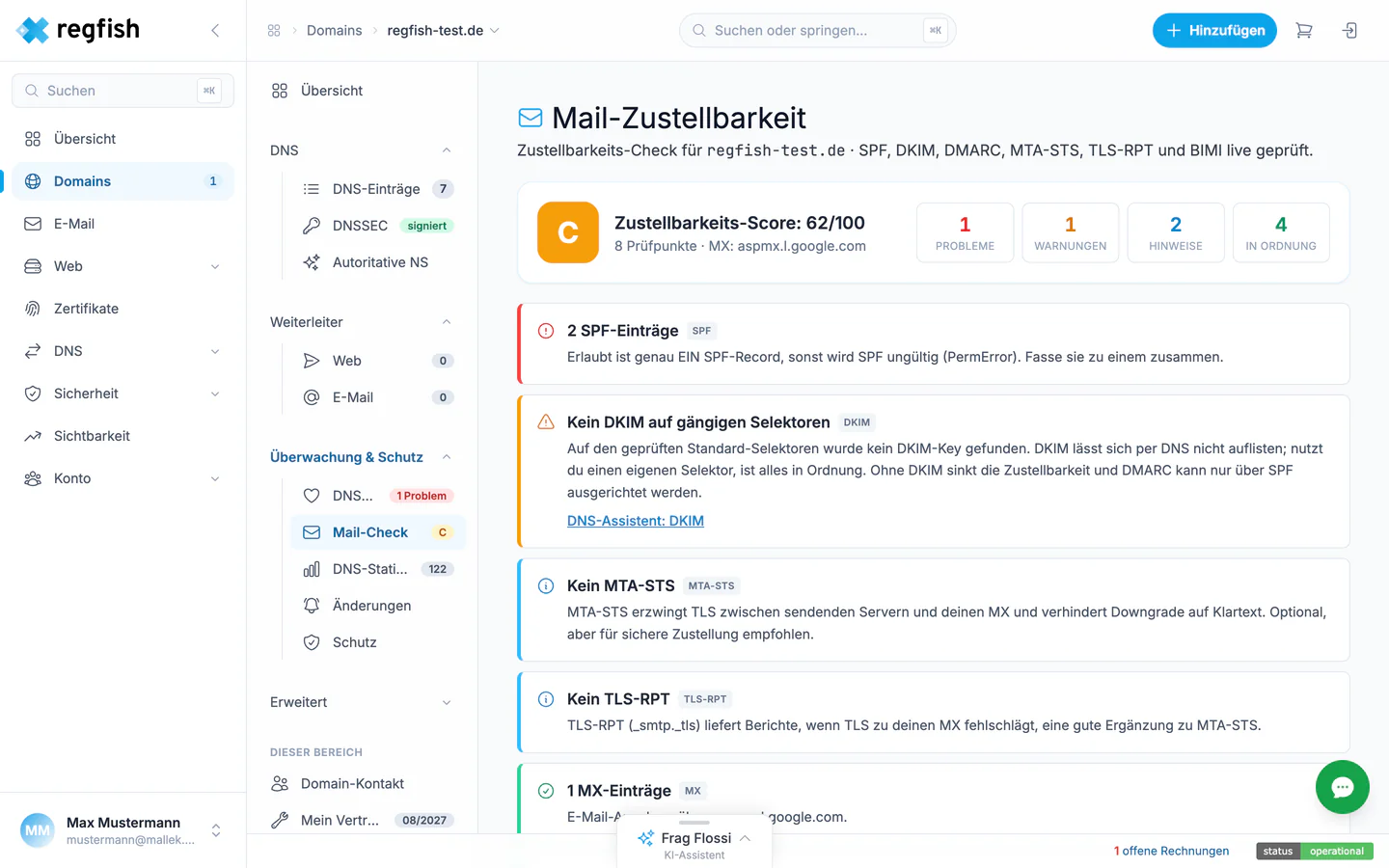 Der Mail-Check mit Zustellbarkeits-Score und Einzelbefunden