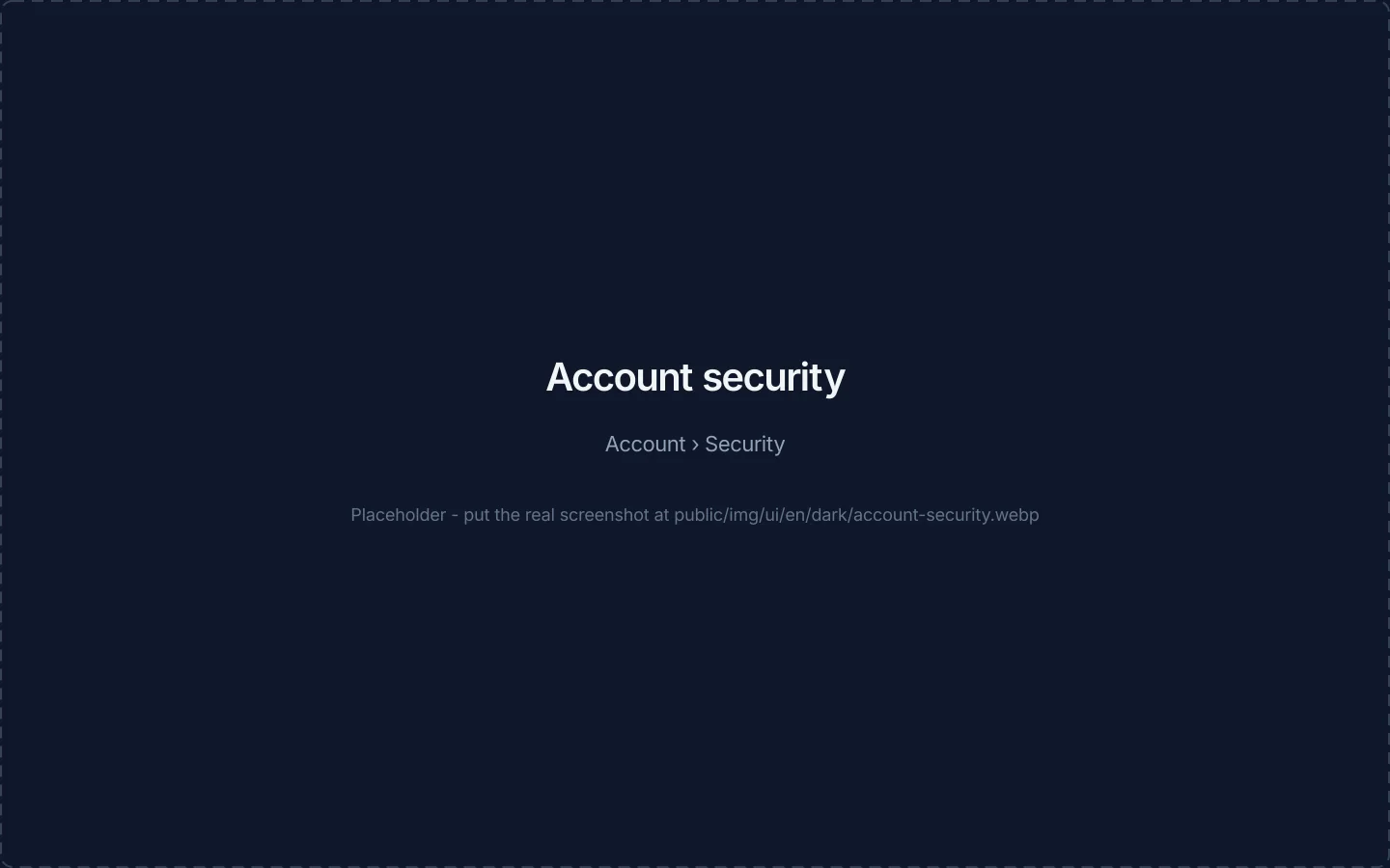 The account security overview with its four areas