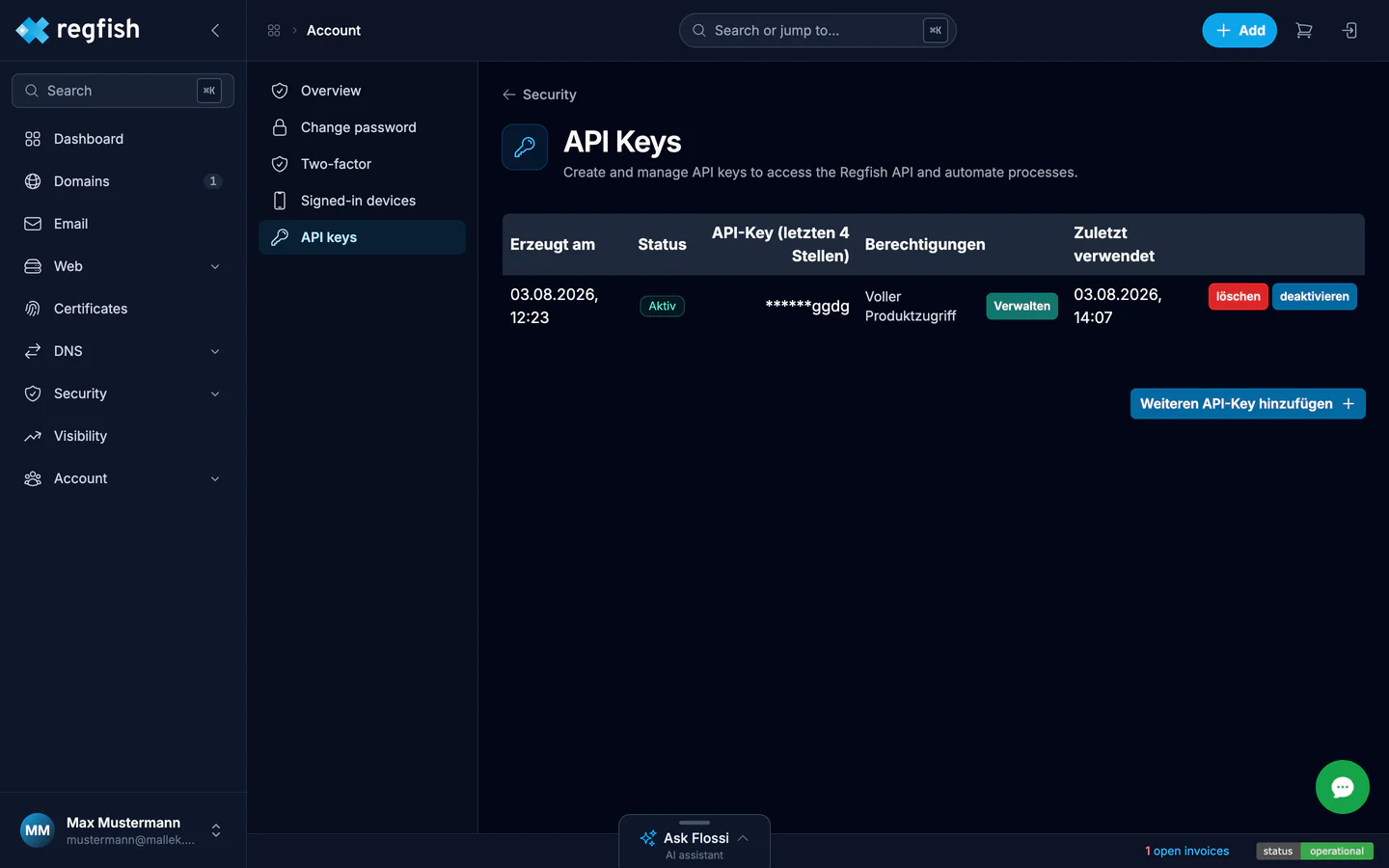 The API key overview