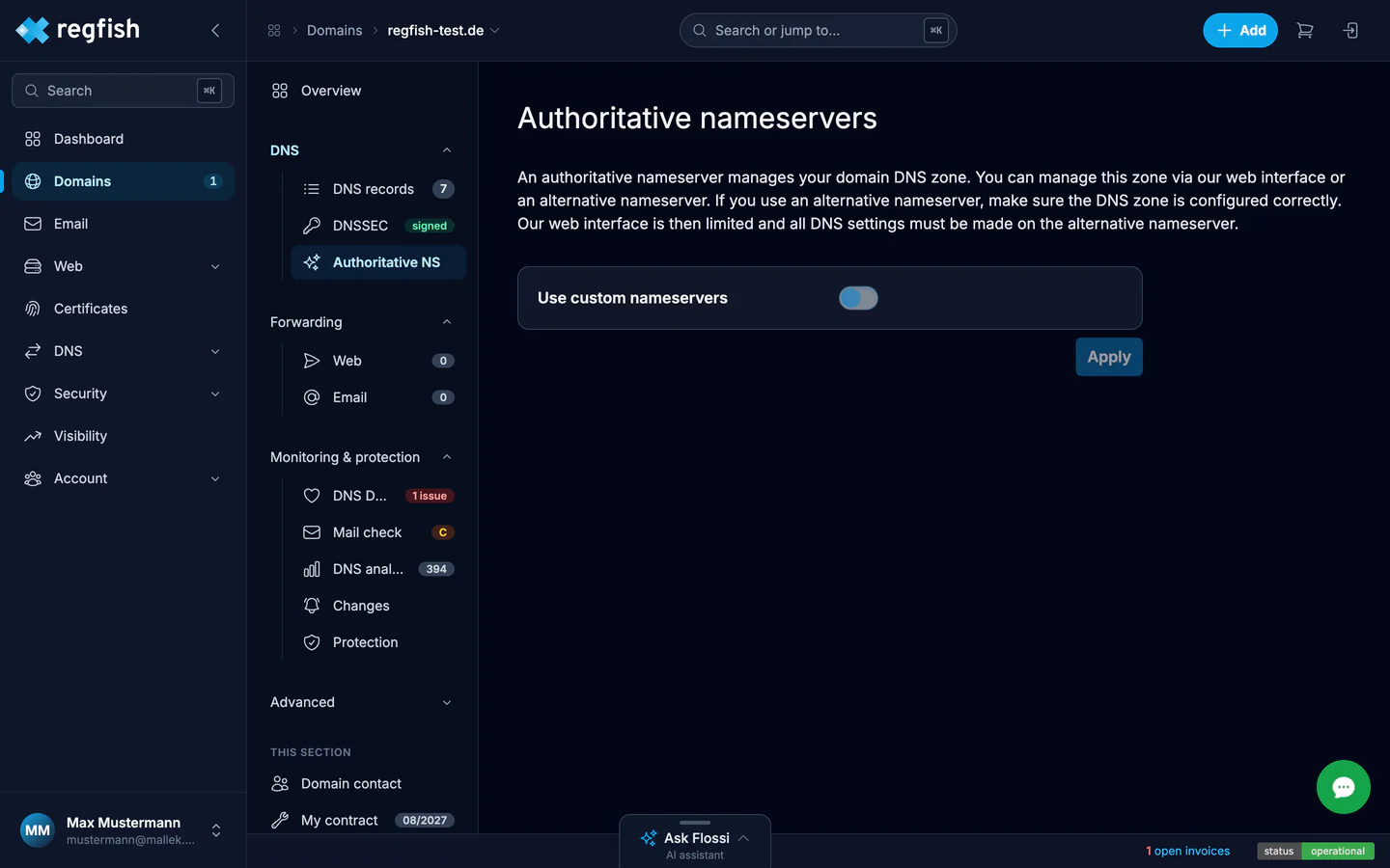 Switching to your own nameservers