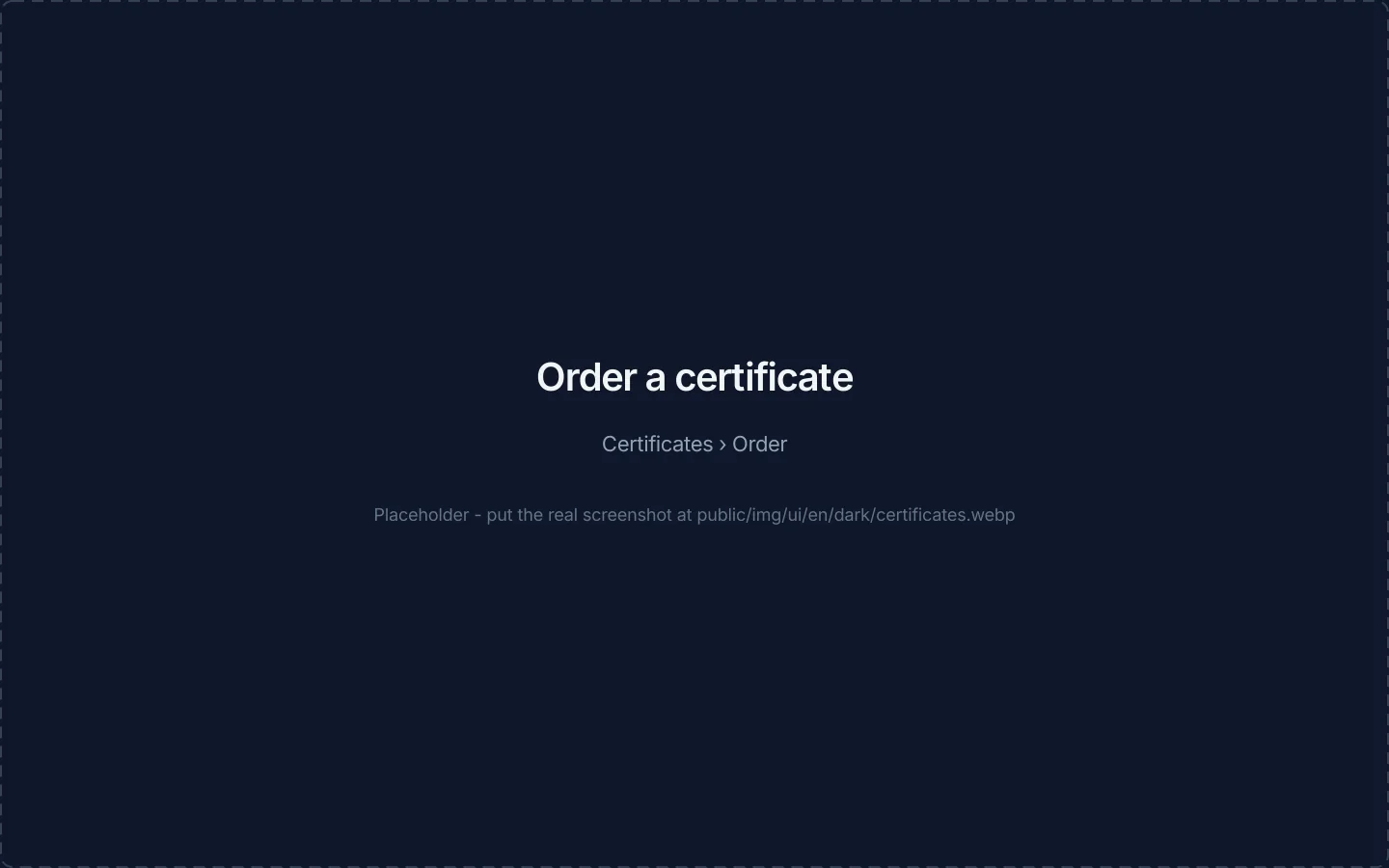 The order page with the validation type selector