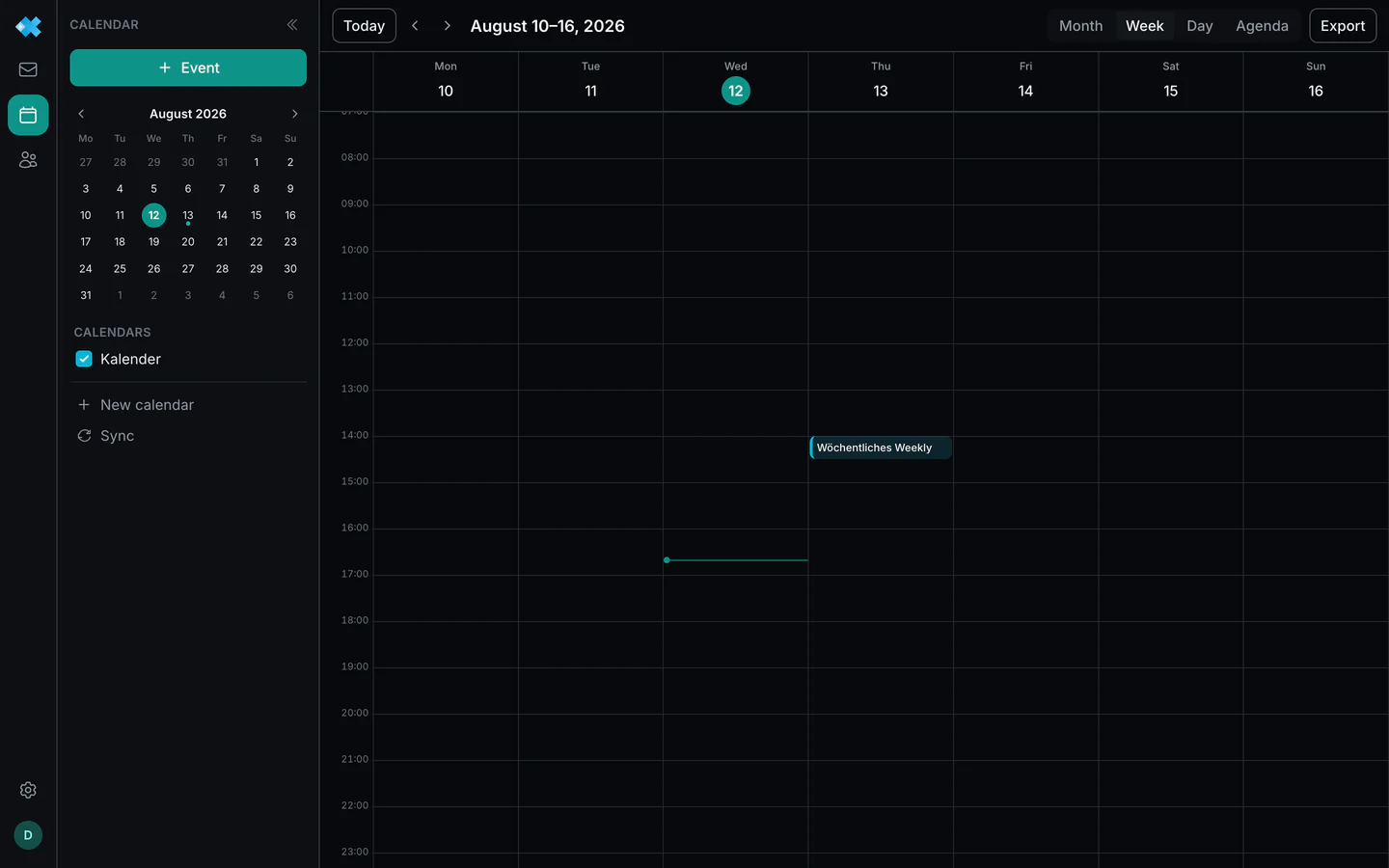 The week view of the calendar