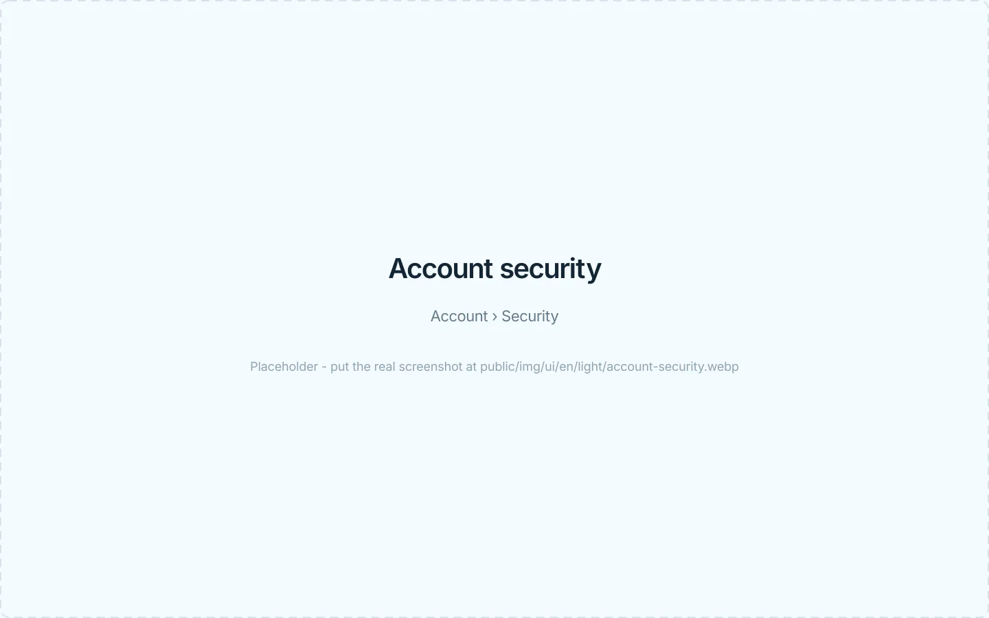 The account security overview with its four areas