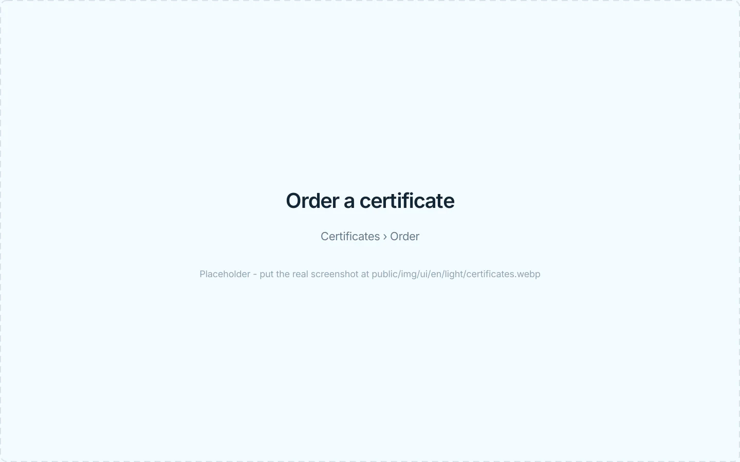 The order page with the validation type selector