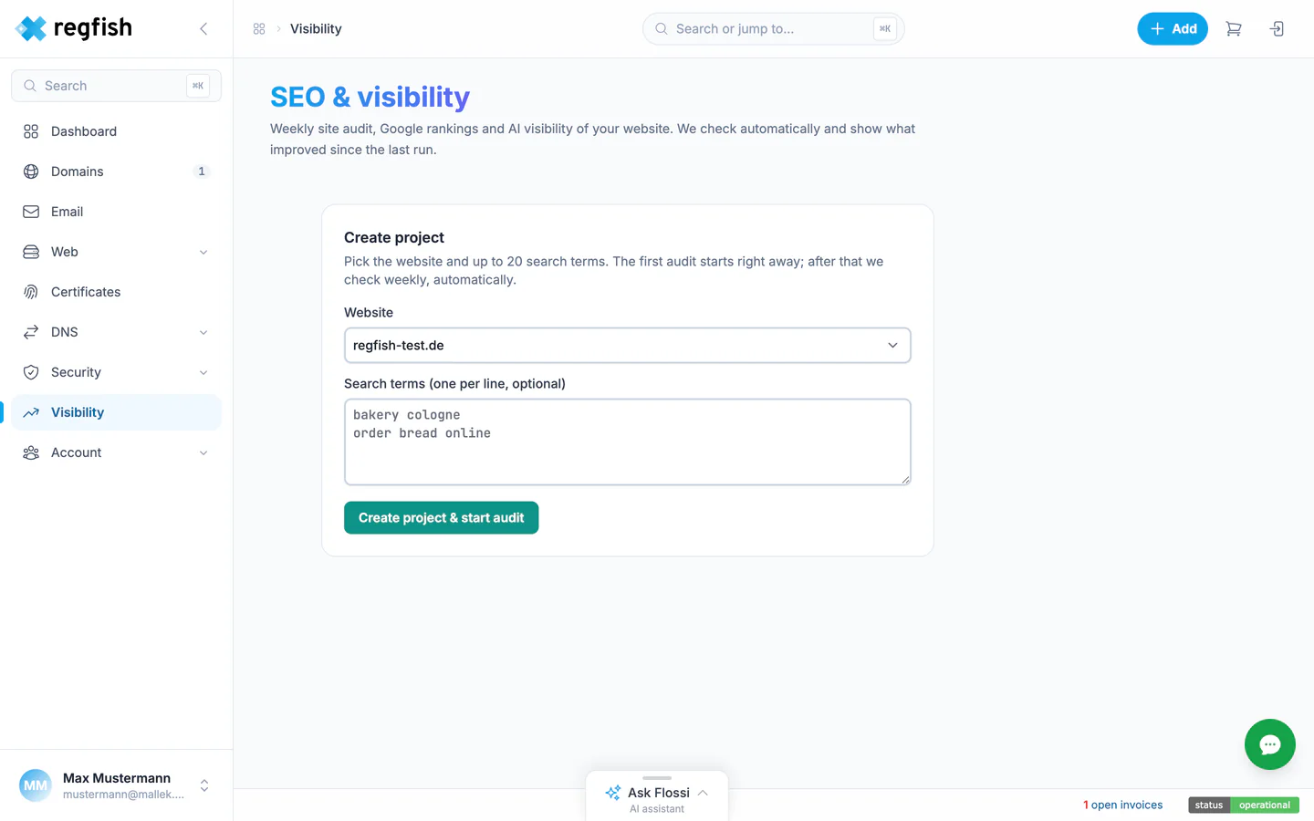 Creating a visibility project