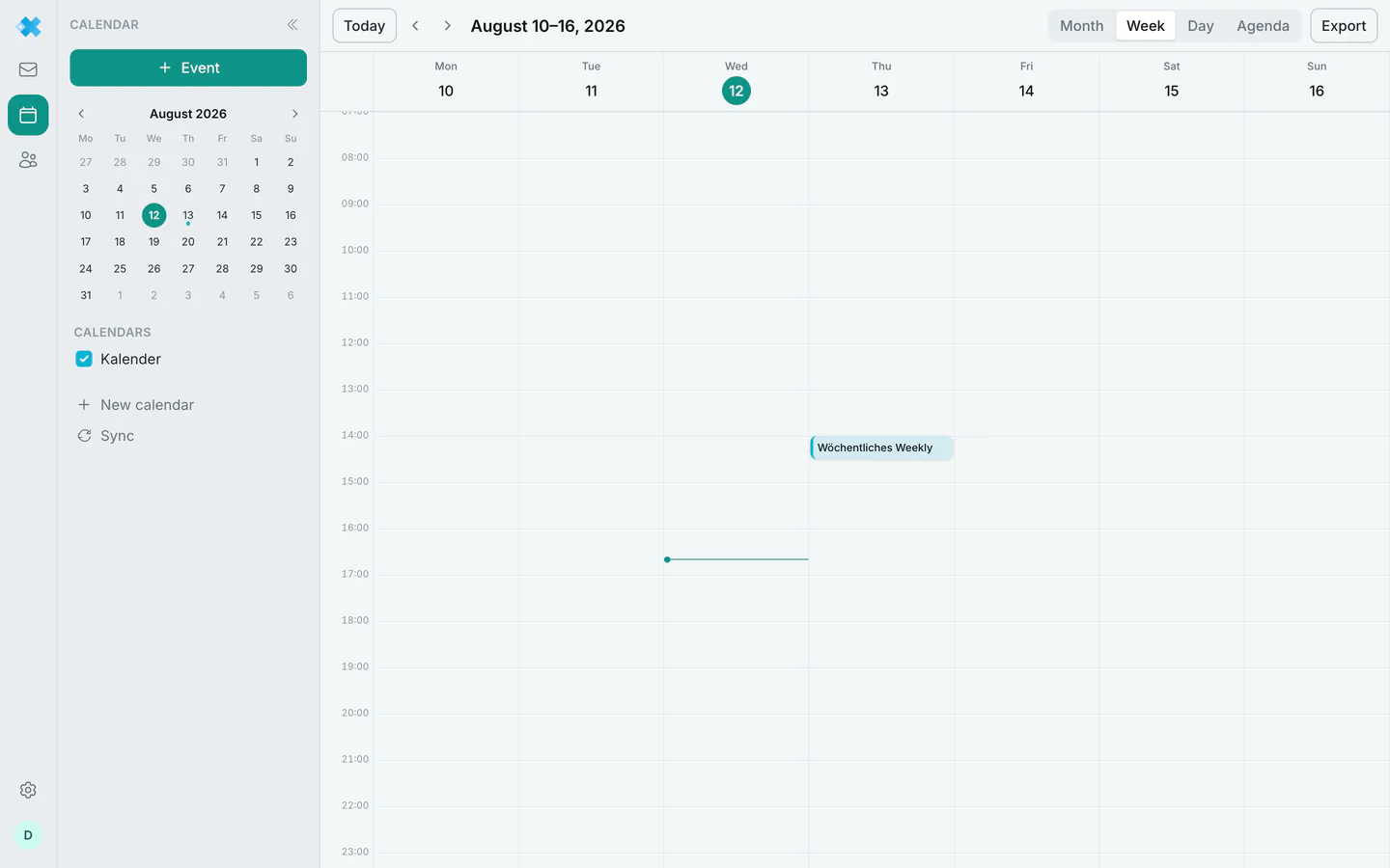 The week view of the calendar