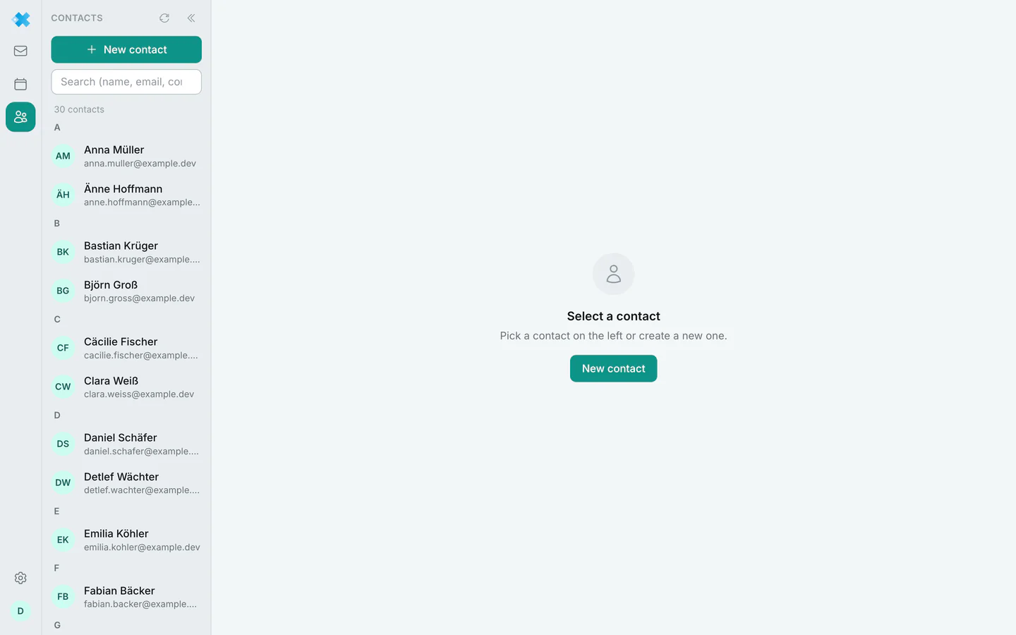 The address book in regfish Mail