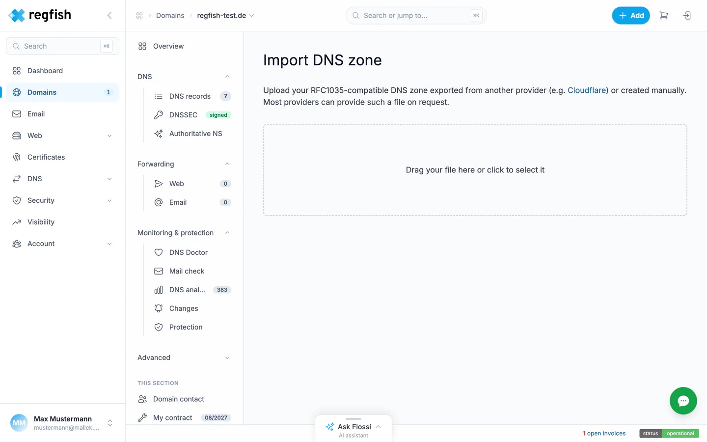 Importing a zone file